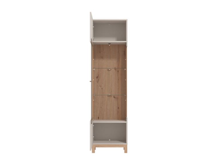 Vetrina Marrone Beige Rovere Nodi 4 Ripiani Apertura Battente 51.5x35x191.5h cm, Un'anta - Usseaux