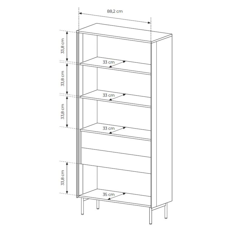 Vetrina Marrone Noce Trasparente 4 Ripiani 2 Cassetti 92x39x195h cm, 2 Ante - Lafafasa