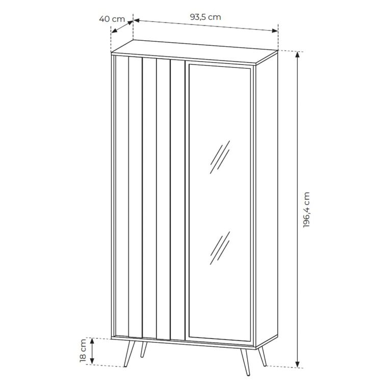 Vetrina Marrone Noce Trasparente 8 Ripiani 2 Ante 94x40x196h cm, con led - Katiso
