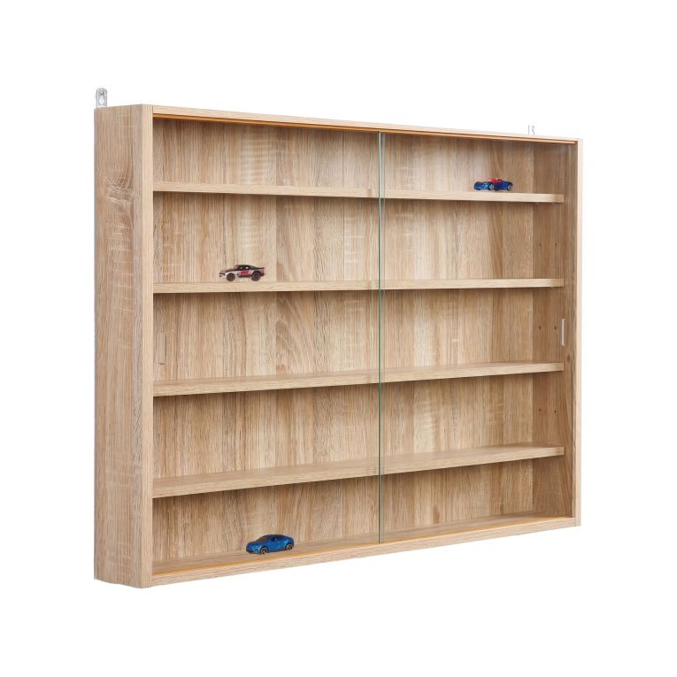 Vetrina Marrone Rovere 4 Ripiani 2 Ante 60x80x10h cm, 5 Vani - Gromo