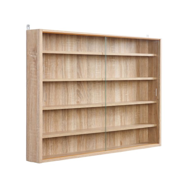 Vetrina Marrone Rovere 4 Ripiani 2 Ante 60x80x10h cm, 5 Vani - Gromo