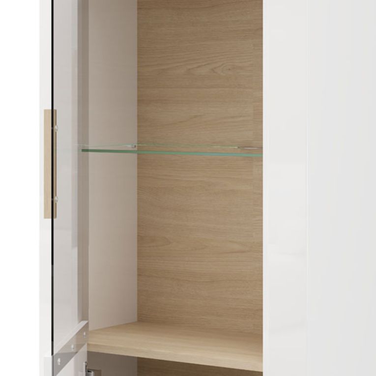 Vetrina Marrone Rovere Bianco Opaco 5 Ripiani Un'anta 64x35x194h cm, Anta e Ripiano Dettaglio Vetro - Cibiana