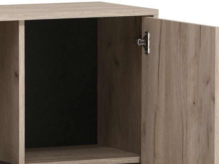 Vetrina Marrone Rovere Chiaro Nero 4 Ripiani Un'anta 67.5x33x130.5h cm, 6 Vani - Dolzago