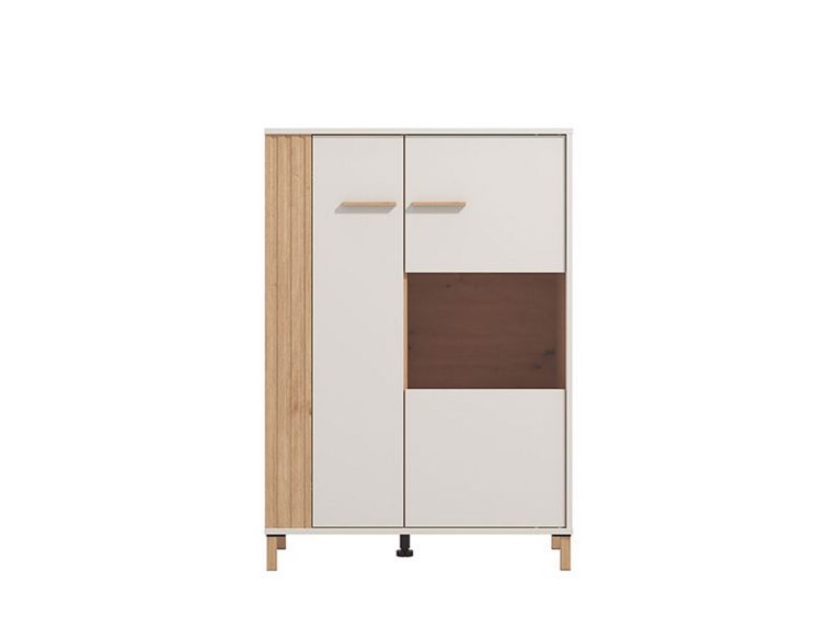 Vetrina Marrone Rovere Nodi Beige 4 Ripiani Apertura Battente 85x40x122h cm, 2 Ante - Orune
