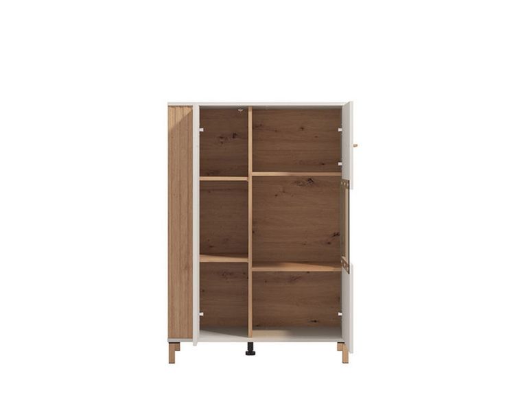 Vetrina Marrone Rovere Nodi Beige 4 Ripiani Apertura Battente 85x40x122h cm, 2 Ante - Orune