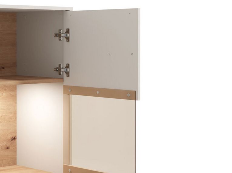 Vetrina Marrone Rovere Nodi Beige 4 Ripiani Apertura Battente 85x40x122h cm, 2 Ante - Orune