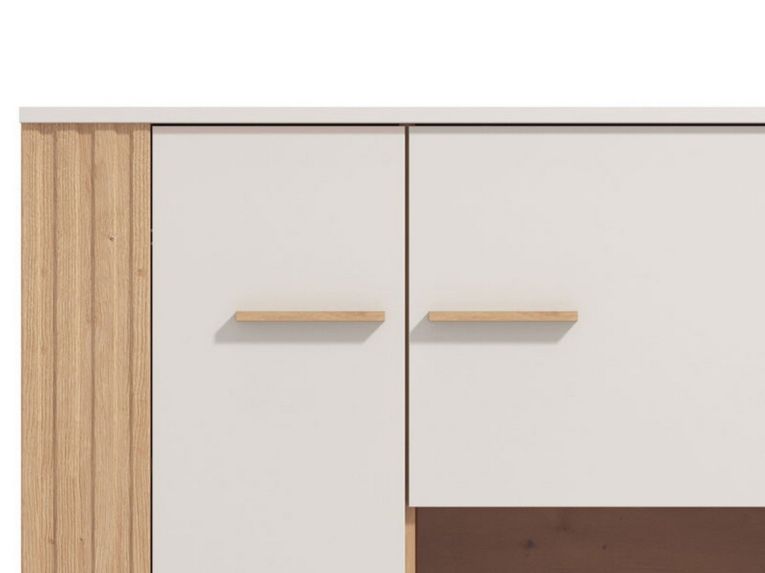 Vetrina Marrone Rovere Nodi Beige 4 Ripiani Apertura Battente 85x40x122h cm, 2 Ante - Orune