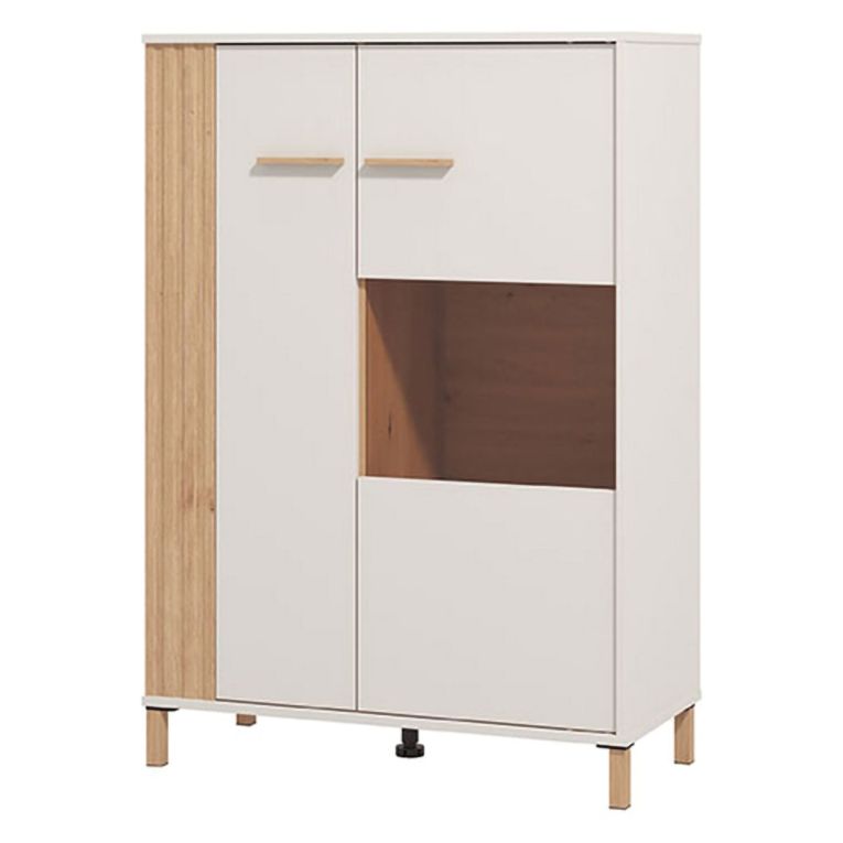 Vetrina Marrone Rovere Nodi Beige 4 Ripiani Apertura Battente 85x40x122h cm, 2 Ante - Orune