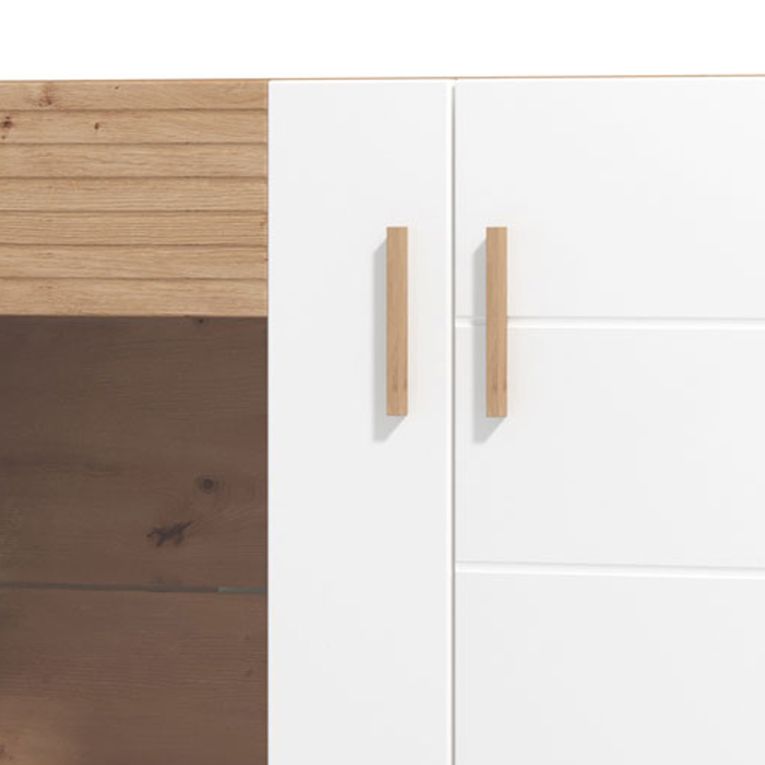 Vetrina Marrone Rovere Nodi Bianco 4 Ripiani Apertura Battente 96x35x125.5h cm, 2 Ante - Cetona