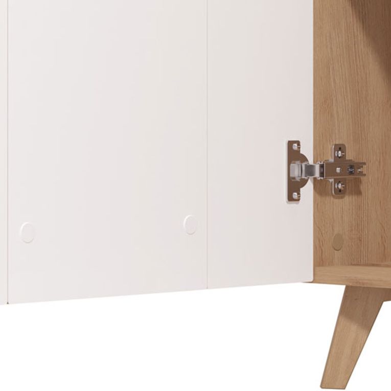 Vetrina Marrone Rovere Nodi Bianco 4 Ripiani Apertura Battente 96x35x125.5h cm, 2 Ante - Cetona