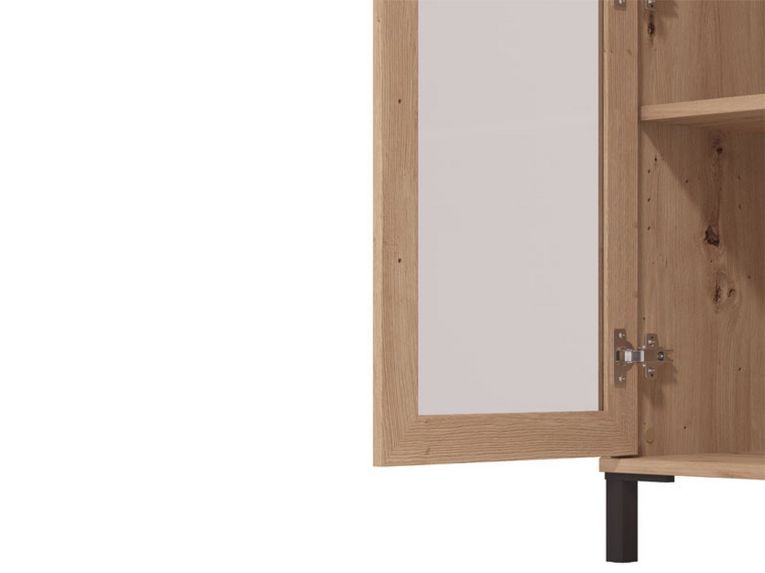 Vetrina Marrone Rovere Nodi Nero 2 Ripiani Apertura Battente 80x40x128.5h cm, 2 Ante - Grimani