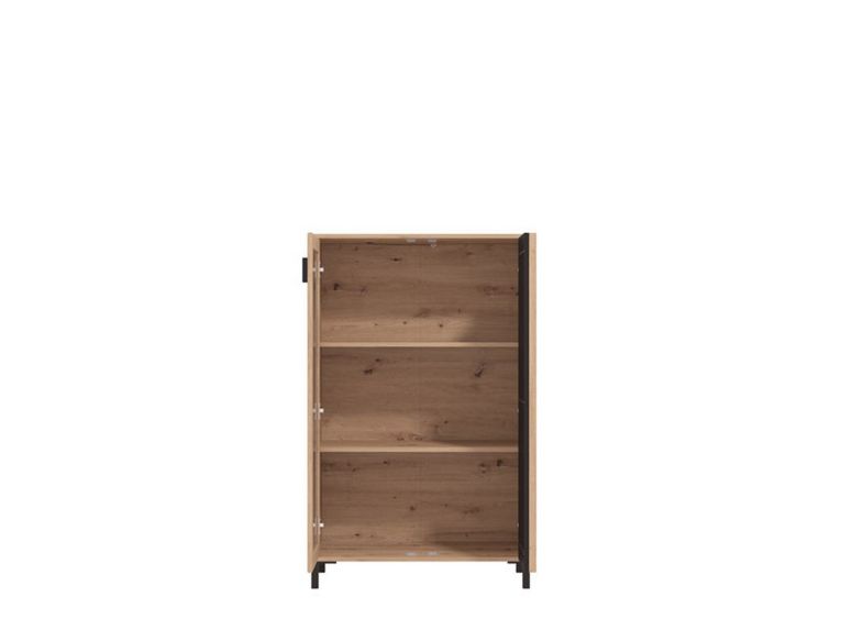 Vetrina Marrone Rovere Nodi Nero 2 Ripiani Apertura Battente 80x40x128.5h cm, 2 Ante - Grimani