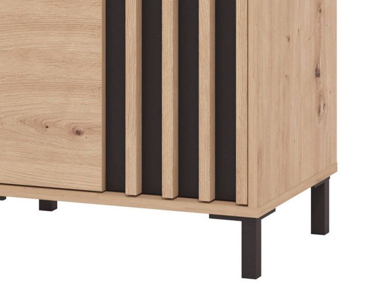 Vetrina Marrone Rovere Nodi Nero 4 Ripiani Apertura Battente 54.5x40x192.5h cm, 2 Ante - Senis