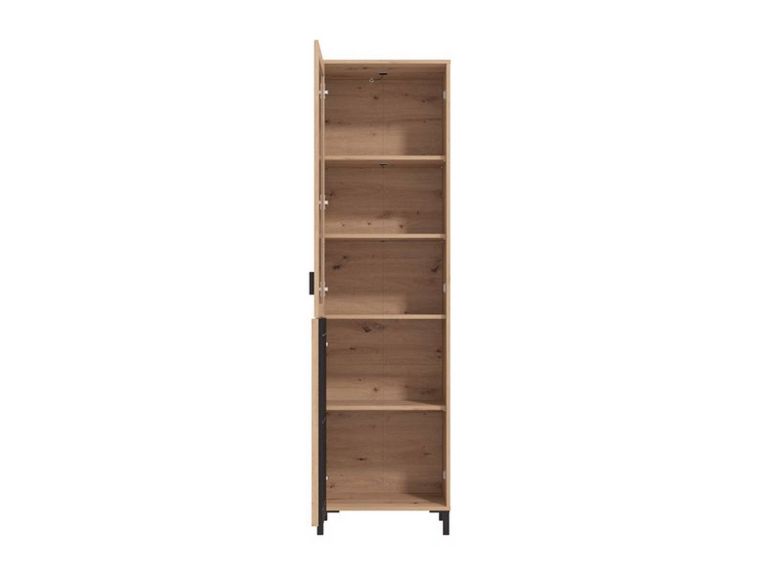 Vetrina Marrone Rovere Nodi Nero 4 Ripiani Apertura Battente 54.5x40x192.5h cm, 2 Ante - Senis