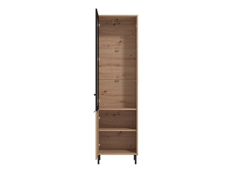Vetrina Marrone Rovere Nodi Nero 4 Ripiani Apertura Battente 54.5x40x195h cm, 2 Ante - Sorisole