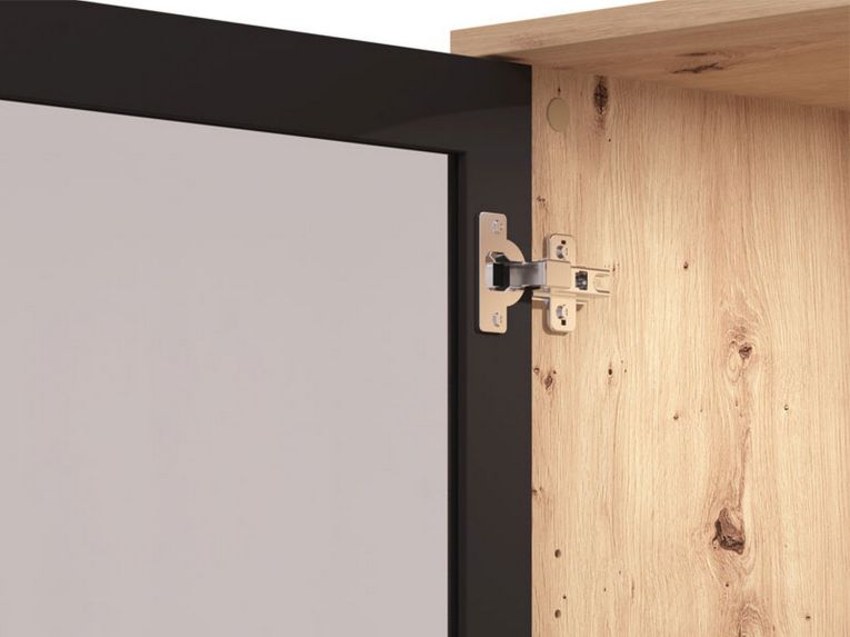 Vetrina Marrone Rovere Nodi Nero 4 Ripiani Apertura Battente 54.5x40x195h cm, 2 Ante - Sorisole