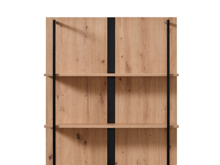 Vetrina Marrone Rovere Nodi Nero 4 Ripiani Un'anta 85x42x191.5h cm, 2 Vani - Gargnano