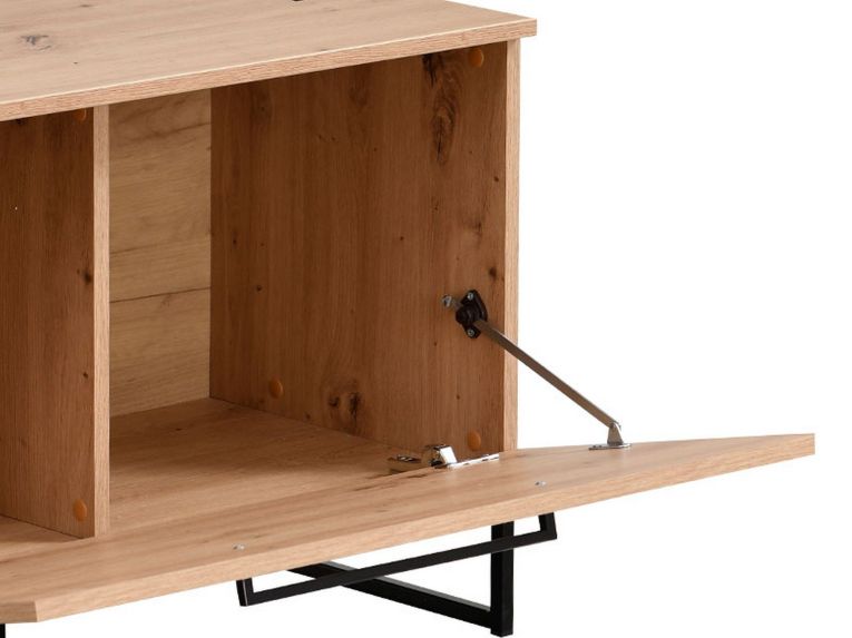 Vetrina Marrone Rovere Nodi Nero 4 Ripiani Un'anta 85x42x191.5h cm, 2 Vani - Gargnano