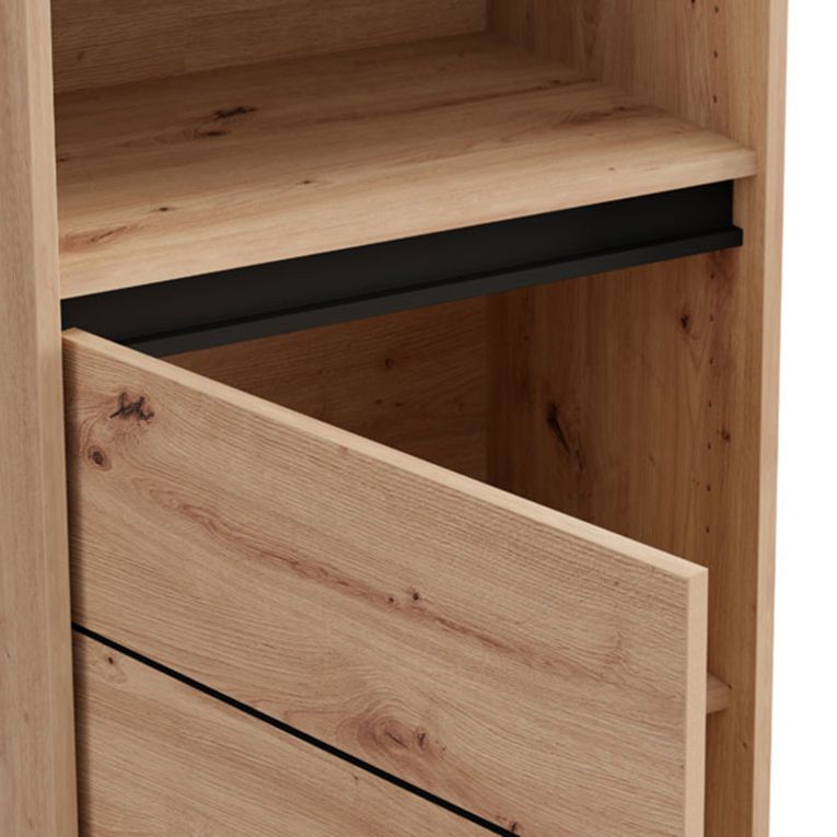 Vetrina Marrone Rovere Nodi Nero 4 Ripiani Un'anta 55x40x193h cm, con Piedini - Calto