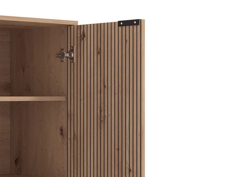 Vetrina Marrone Rovere Nodi Nero 5 Ripiani Apertura Battente 93x40x137.5h cm, 2 Ante - Elva
