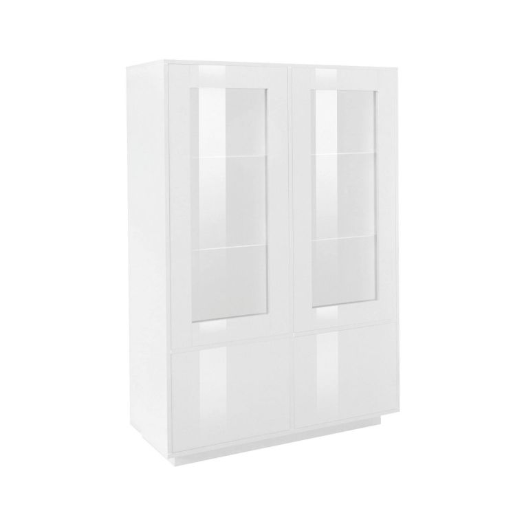 Vetrina moderna 4 ante 100x41x146h cm bianca lucida - Agostino