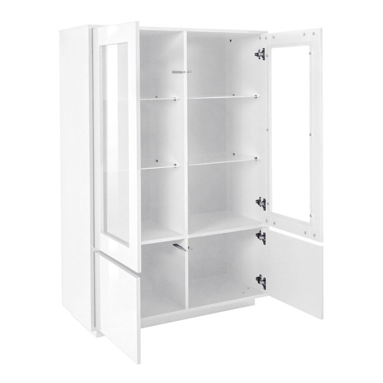 Vetrina moderna 4 ante 100x41x146h cm bianca lucida - Agostino
