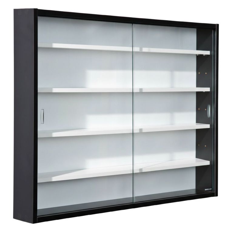 Vetrina Nero 4 Ripiani 2 Ante 10x80x60h cm, 5 Vani - Cumiana