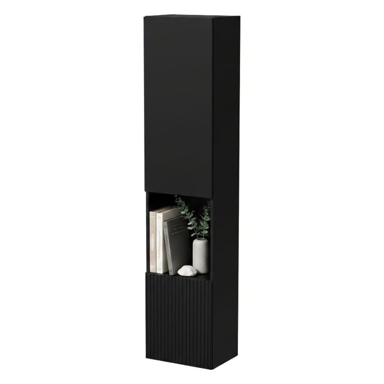 Vetrina Nero Antracite 4 Ripiani Apertura Push Pull 39.9x29.8x180h cm, 2 Ante - Botte