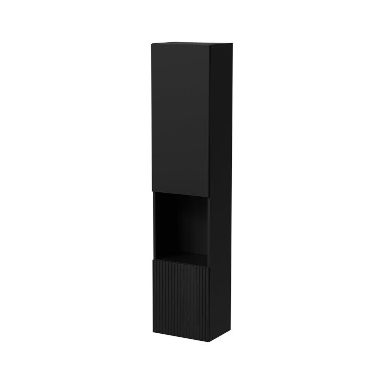 Vetrina Nero Antracite 4 Ripiani Apertura Push Pull 39.9x29.8x180h cm, 2 Ante - Botte