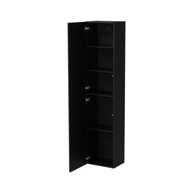 Vetrina Nero Antracite 4 Ripiani Apertura Push Pull 39.9x29.8x180h cm, Un'anta - Longano
