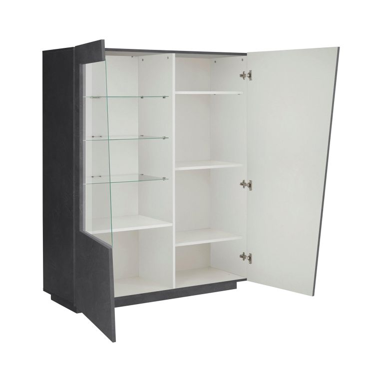 Vetrina Nero Antracite 7 Ripiani 9 Vani 120x43x146h cm, 2 Ante - Montano