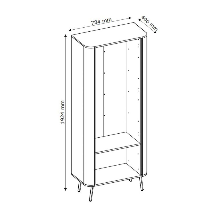 Vetrina Nero oro 4 Ripiani 2 Cassetti 78x40x192h cm, Un'anta - Lolaleha