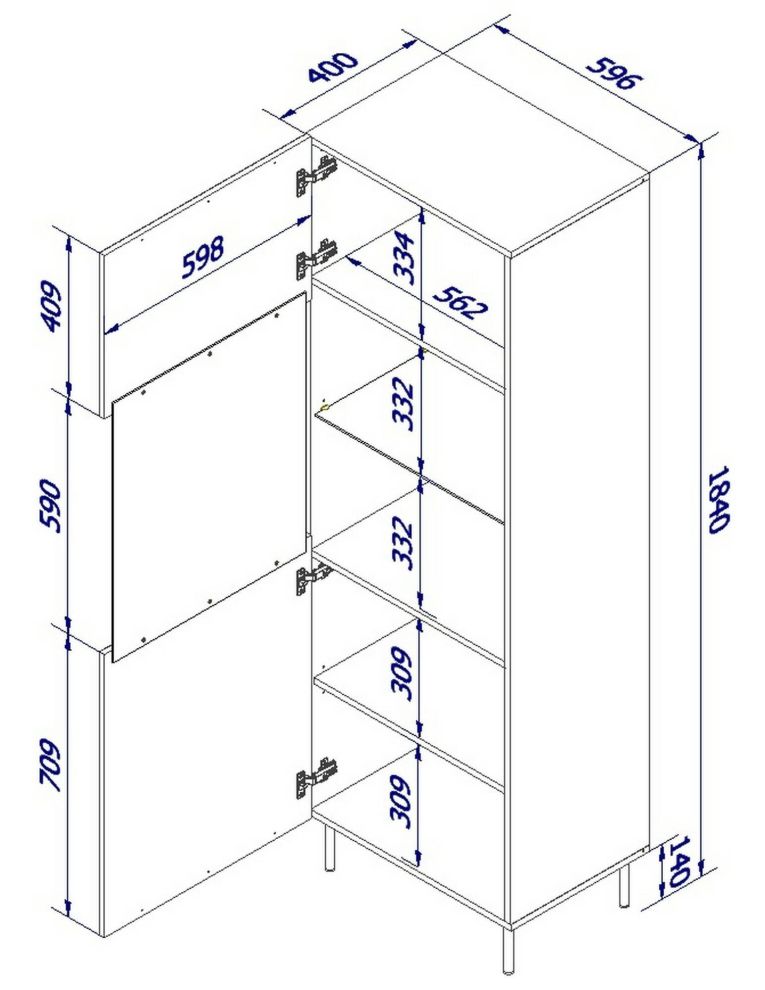 Vetrina Raccuja, 60x42 h183 cm, Beige