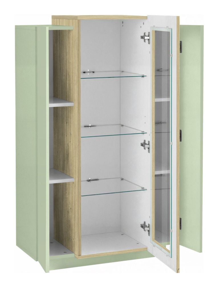 Vetrina Verde 7 Ripiani 10 Vani 80x38x120.5h cm, 3 Ante - Severino