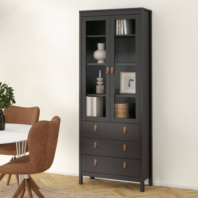Vetrina vintage sala da pranzo 2 ante 78x32x199h cm nera - Lazio
