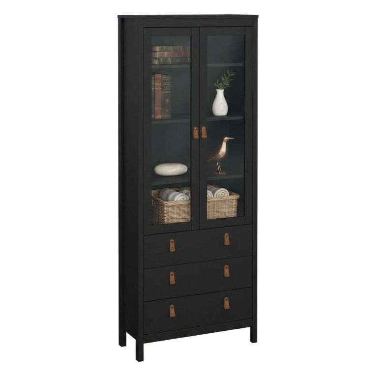 Vetrina vintage sala da pranzo 2 ante 78x32x199h cm nera - Lazio